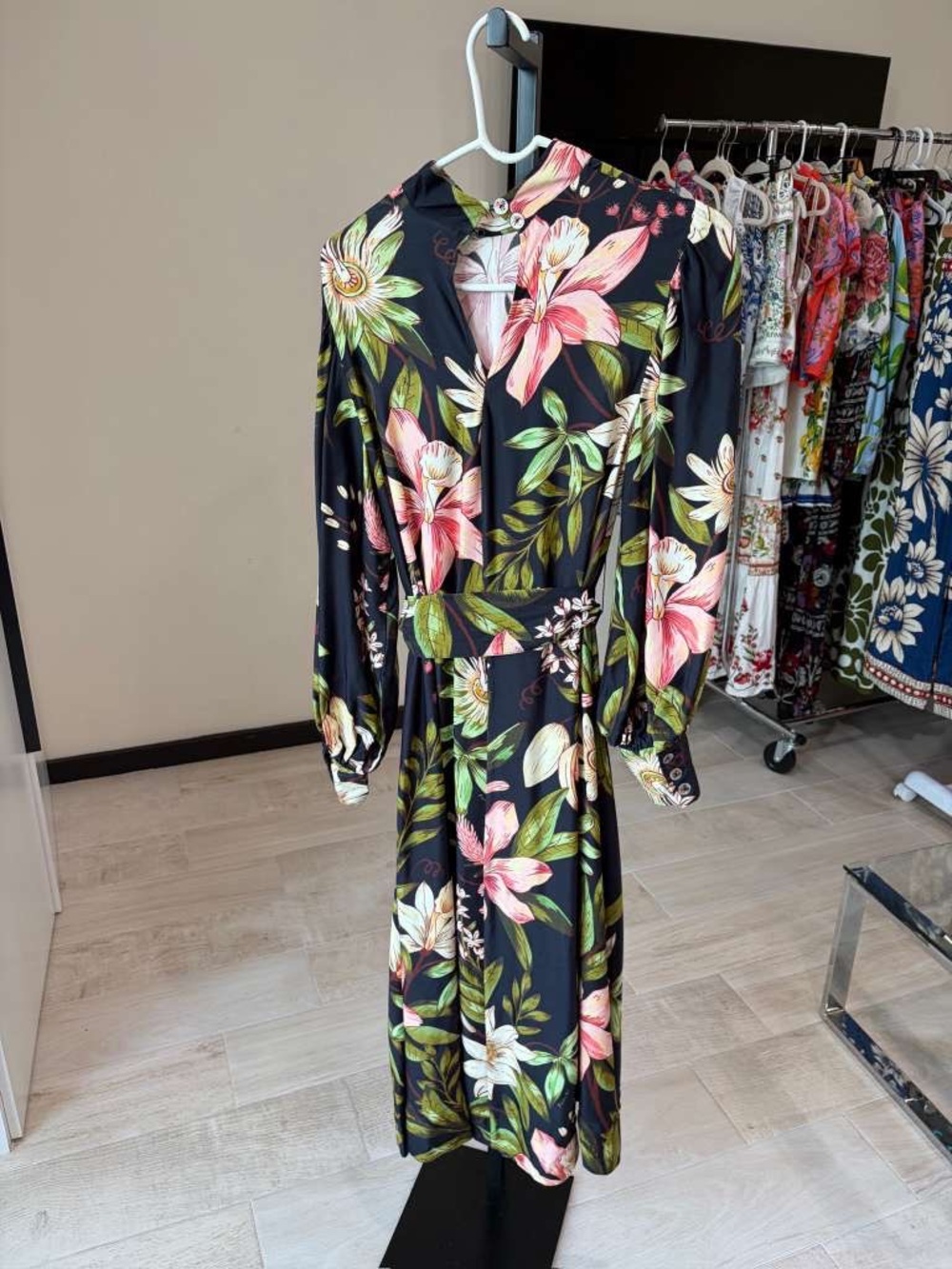 Black Surreal Flowers High Neck
Midi Dress by Farm Rio - Picture 3 of 10